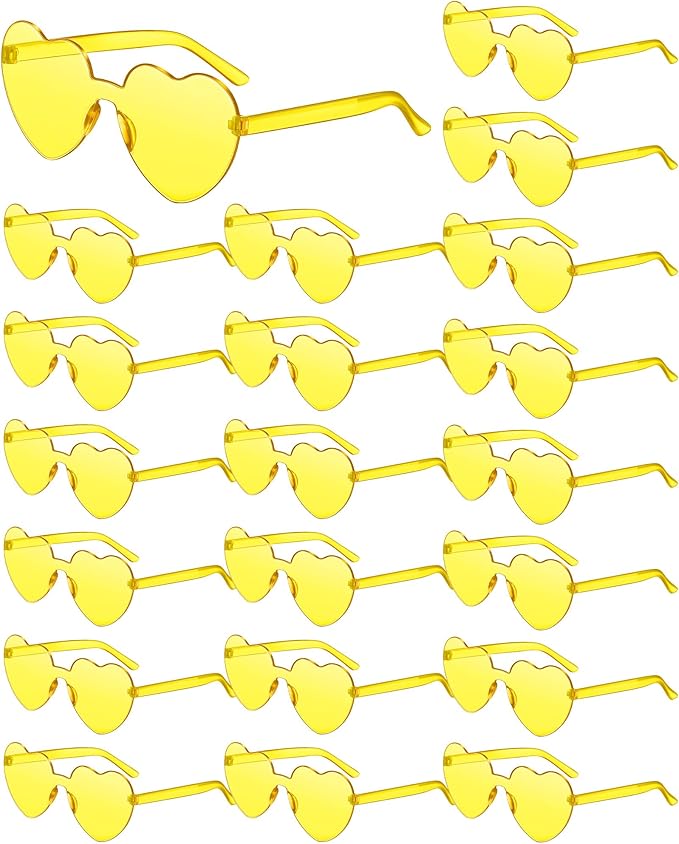 Frienda 20 Pairs Heart Shaped Sunglasses Rimless Candy Color Glasses for Women Men Party Favor