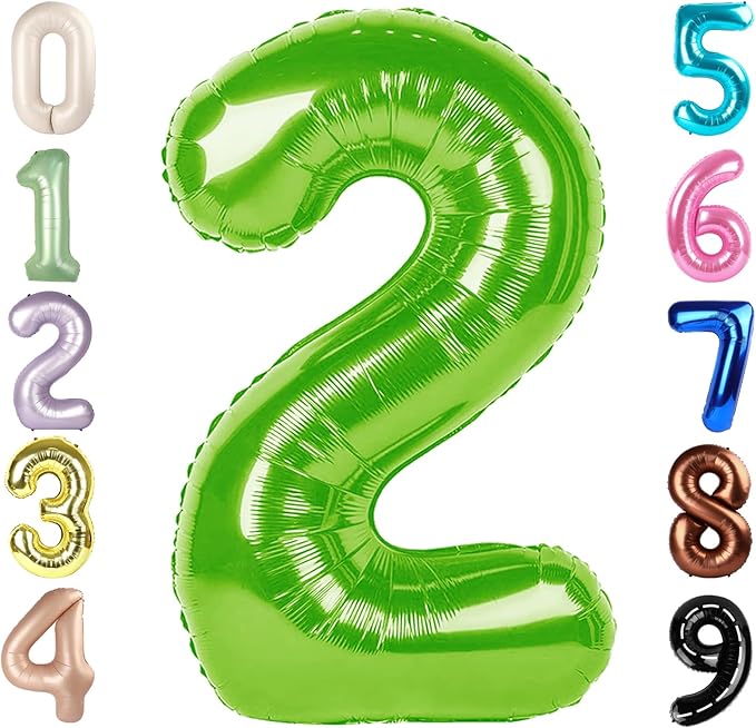 2 Numbers Balloon 40 Inch Light Green Two Balloon Number Birthday Decor, 2nd 12 21st Party Celebration Decorations Graduations Wedding Baby Shower