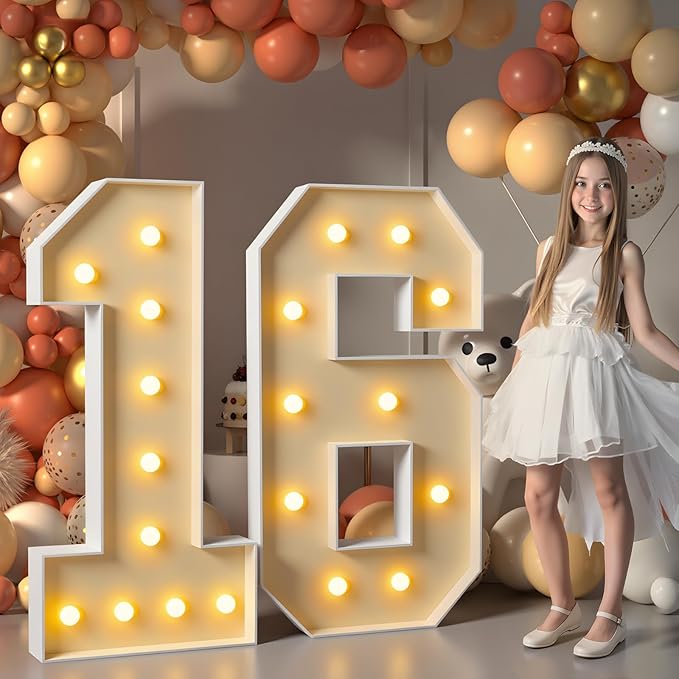 imprsv 4FT Marquee Numbers 16th Birthday Decorations for Girls Boys, Large Light Up Numbers 16th Birthday Women Foam Board Anniversary Party Decorations Arch Kit (DIY)
