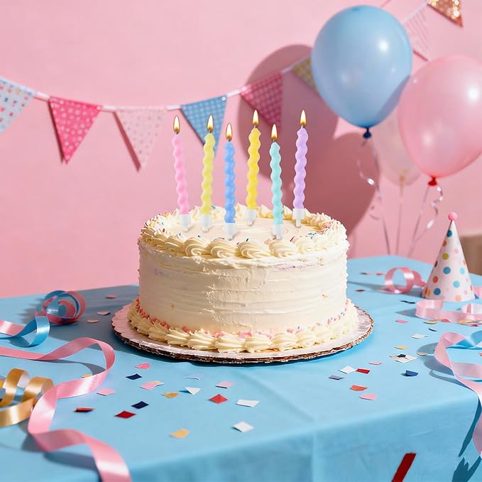 BEAN LIEVE 36-Count Birthday Candles - Rainbow Birthday Candle with Holders Colorful Spiral Long Cake Candles for Birthday Wedding & Lucky Party Cake Decorations