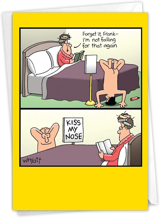 NobleWorks Hilarious Birthday Greeting Card with 5 x 7 Inch Envelope (1 Card) Bday Kiss my nose Tim Whyatt Birthday Cartoon 8347Z