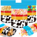 Fuutreo 50 Pcs Cartoon Story Bags Plastic Blue Sky Sealed Pouches Resealable Cow Pattern Pouches Party Favor Bags for Home Candy Small Gift Party Wrapping Supplies Decoration