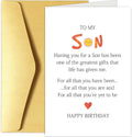 Chenive Funny Son Birthday Card from Mom and Dad, Happy Birthday Card Gift for Sons, Adult Sons Bday Greeting Cards from Parents, Having You For A Son Has Been One Of The Greatest Gifts