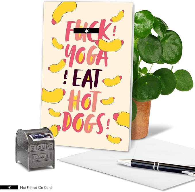 NobleWorks - 1 Funny Women's Birthday Card - Hilarious Bday Greeting Card with Envelope, Sassy Celebration - Eat Hot Dogs C6412BDG
