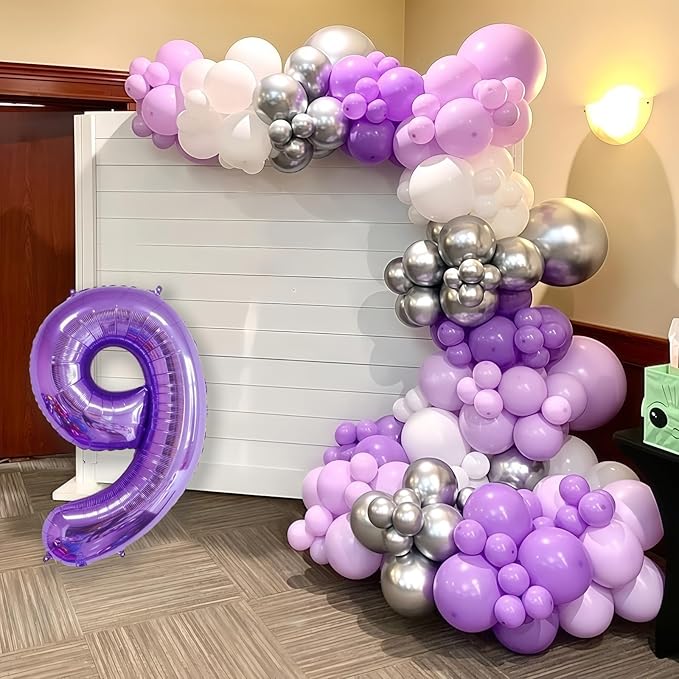 Purple 7 Balloon Number,40 Inch Number 7 Balloon Big Purple 7 Foil Mylar Helium Balloon for Birthday Party Decorations