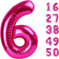 Rose Red Large 6 Number Balloons 40 Inch Big Foil Helium Hot Pink Number Balloons 6 Jumbo Happy 6 16 26 Mylar Birthday Party Decorations for Girl Anniversary Party Supplies