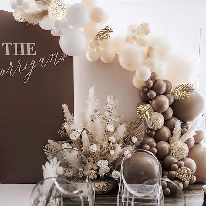 PartyWoo Dark Brown Balloons 152pcs Different Sizes of 18 12 10 5 Inch Boho Coffee Neutral Fall Balloon Arch Kit for Bachelorette Baby Shower Anniversary Birthday Party Decorations Brown-F20