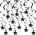 BEISHIDA Black Stars Hanging Swirls Bachelorette Graduation Hanging Ornament Decorations for Birthday Party Supplies Congrats Grade 2026 Graduation Decorations,Pack of 15