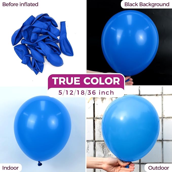 Bezente Royal Blue Latex Party Balloons - 30 Pack 18 inch Round Helium Matte Dark Blue Balloons for Graduation Men Birthday Gender Reveal Wedding Under The Sea Ocean Theme Boho Party Decorations