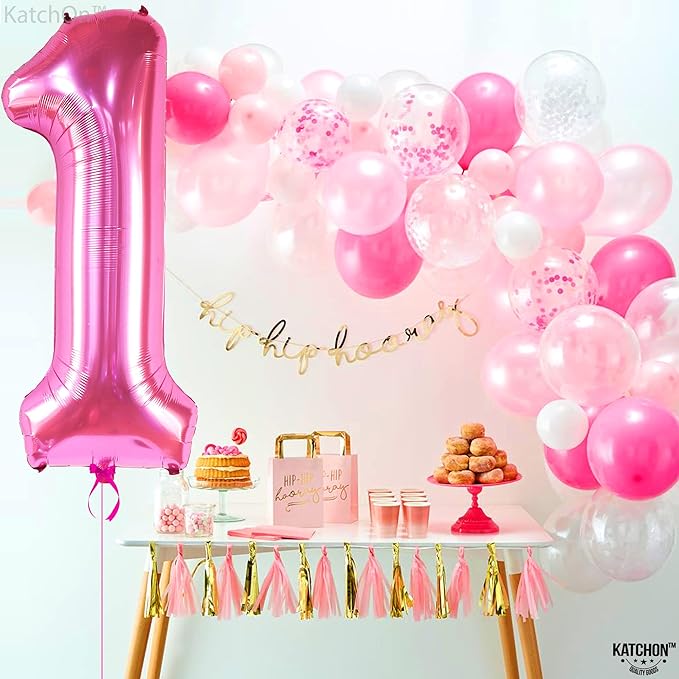 KatchOn, Hot Pink 1 Balloon Number for First Birthday - 40 Inch | Number One Balloons for 1st Birthday | 1 Balloons for 1st Decorations | Hot Pink One Balloon For Happy Anniversary Decorations