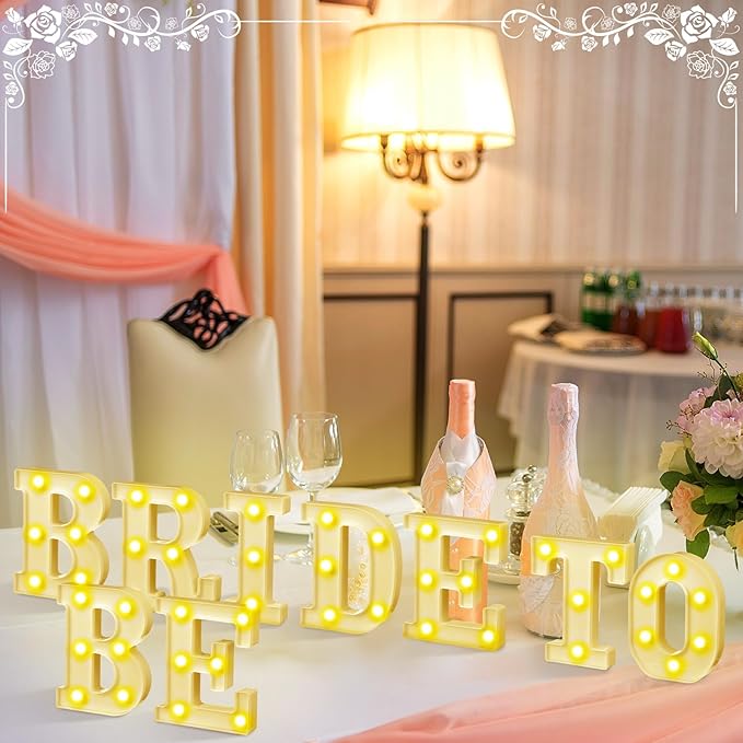 Honoson 9 Pcs Bachelorette Party Decorations Bride to Be Lights up Sign Engage Wedding Bridal Shower LED Neon Light for Women Bachelorette Party Supplies