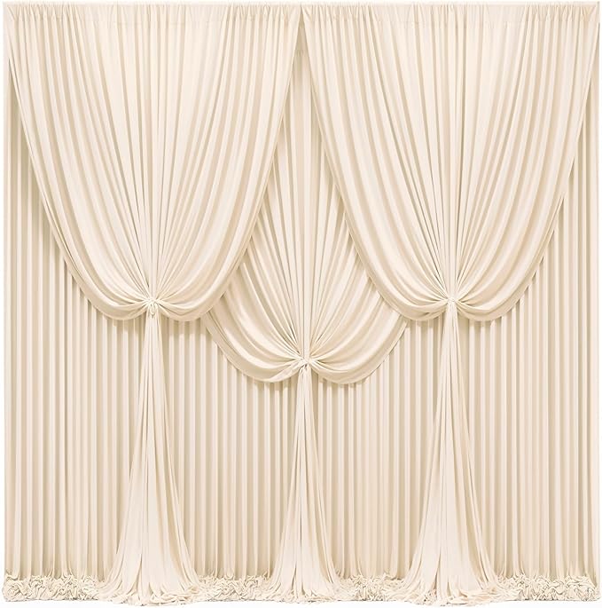 40x10FT Champagne Backdrop Curtains for Wedding Parties, Wrinkle Free Polyester Photography Backdrop Drapes for Wedding Baby Shower Birthday Parties Stage Background Stand Decorations 4x10ft,10 Panels
