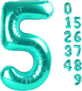 Balloon Numbers 40 Inch 5 Ballon for 5th Birthday Decorations, 15 25 35 50 Big Blue-green Number Balloons for Wedding Photo Shoot Party Decor