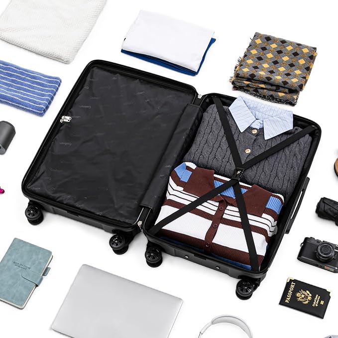 Cosbarn Luggage Sets 5 Piece Suitcases with Wheels, Suitcase Set ABS Hard Case Luggage with Lock Spinner Wheels Durable Travel Luggage