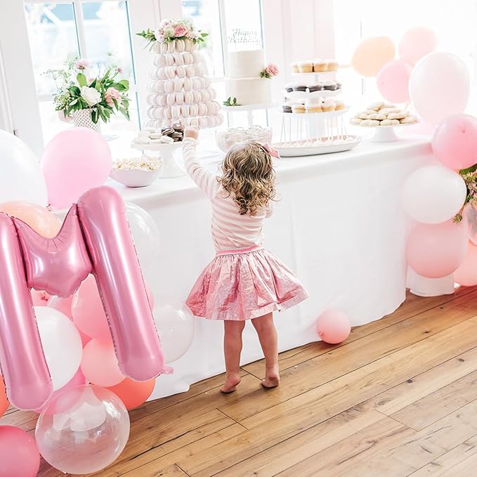 TONIFUL 40 Inch Large Pink Letter M Balloons Giant Foil Mylar Alphabet Balloon for Birthday Party Anniversary Baby Shower Wedding Supplies Decorations