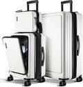 TRAVELARIM Luggage Sets 3 Piece, 20 Inch Carry on Luggage and 28 Inch Suitcases with Wheels Spinner, Durable Hard Shell Suitcase Set, Expandable Travel Suitcase, White