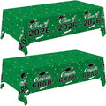 Gatherfun 2026 Graduation Decorations : 2-Pack Congrats Grad Disposable Tablecovers - Class of 2026 Green Themed Table Cloths, for Graduation Party Supplies & Graduation Backdrop, 54" X 108"