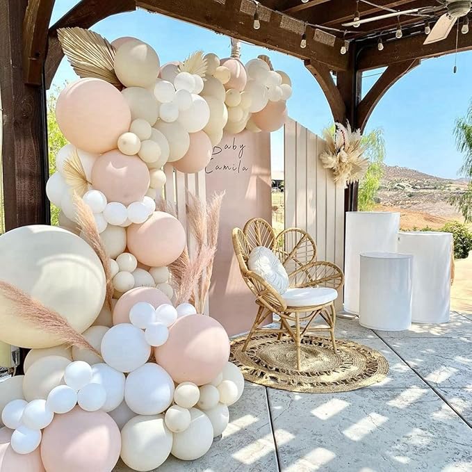 Double Stuffed Blush Balloons Cream Balloon Different Sizes 18 12 10 5inch Nude Balloon Garland Arch Pastel Pale Pink Peach Beige Latex Balloons for Birthday Decoration Wedding Bridal Bachelorette