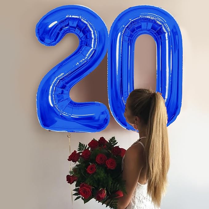 Number Balloons Navy Blue Balloons - Giant Number 20 Balloon, Blue 20th Number Balloon Birthday Decorations for Boys