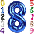 40 Inch Metallic Blue Number 8 Balloon, Giant 8 Number Balloons for 8th Birthday Decorations, Party Supplies for Baby Boy Girl, Metallic Blue Party Decor
