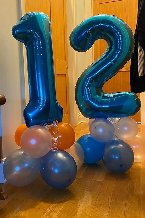 Metallic Blue Number 4 Balloon 40 Inch, 4th Birthday Party Decorations for Children, Giant 4 Foil Balloon for Party Supplies