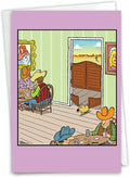 NobleWorks - 1 Happy Birthday Greeting Card Funny - Cartoon Comic Humor, Celebrate Birthdays Notecard - Saloon Dog Door C7368BDG