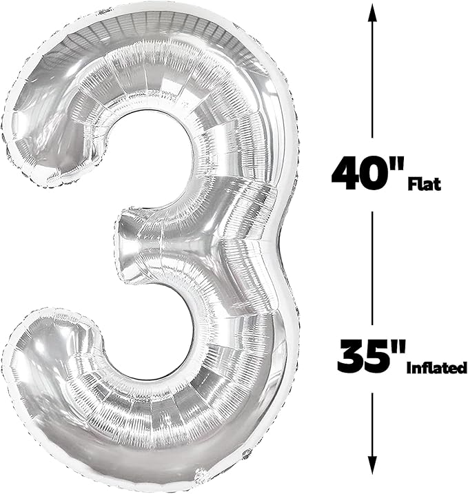 40 Inch Silver 23 Large Number Balloon, 23 32 Silver Birthday Party Decorations, Number 23 Foil Balloons for Anniversary Party Graduations Celebration Supplies