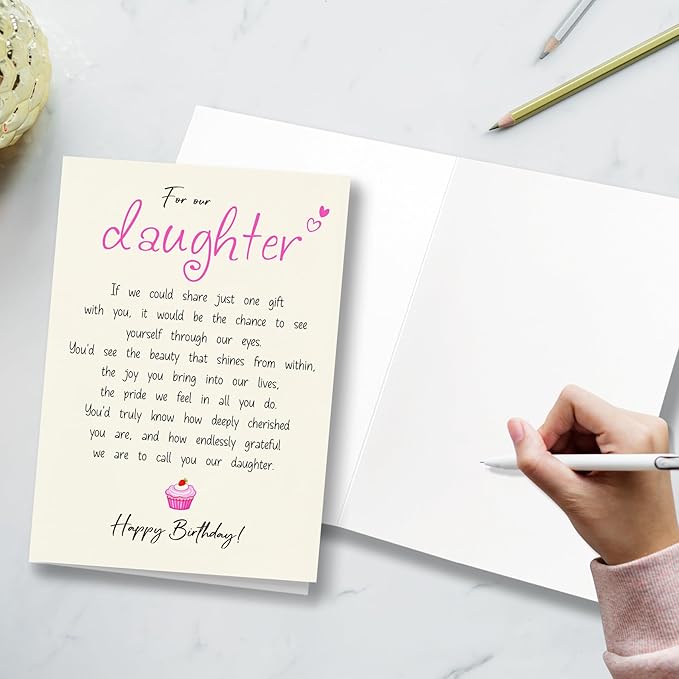 Cute Birthday Cards from Mom and Dad to Daughter, Sweet Poems from Proud Parents to Their Adult Daughters, You Are Our Daughter, (Cherished Forever) with Envelope