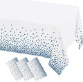misaya 3 Packs Dot Disposable Table Cloth, 54 x 108 Inch Waterproof Plastic Tablecloth, Rectangle Navy Dots in White Table Covers for Easter, Picnic, Birthday, Party