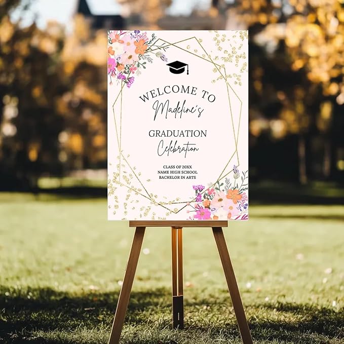 My4gifts Graduation Party Welcome Sign with Photo, Greenery Grad Poster, Personalized Graduation Decor, Class of 2025 Welcome Board, Senior Party Sign, Custom Grad Celebration Sign - 16