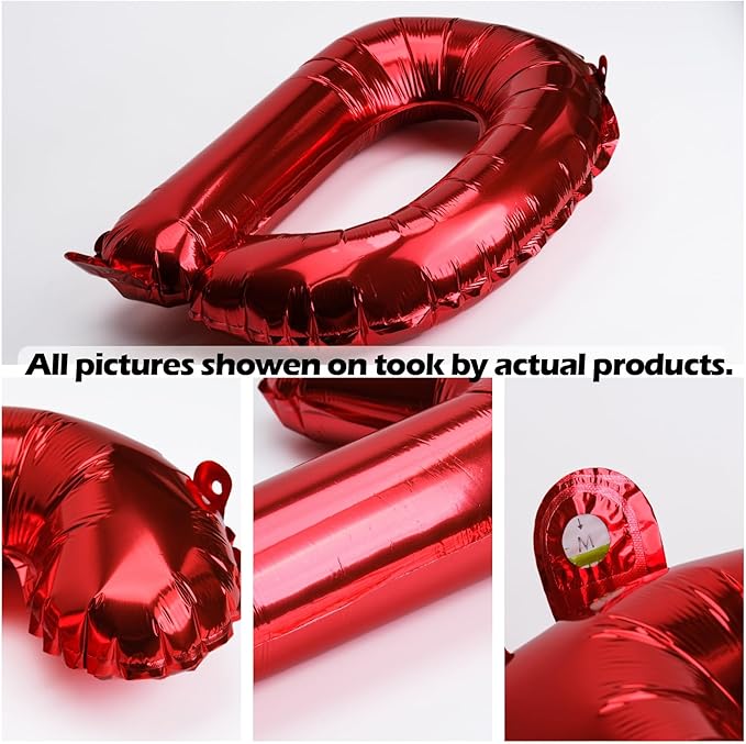 [85 PCS] 16" Red Letter Number Balloons, Happy Birthday & 2 Sets of A-Z 0-9, Foil Mylar Aluminum Hanging Alphabet for Valentine's Day Anniversary Graduation New Year eve Birthday Party Decorations