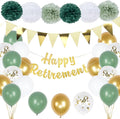Retirement Party Decorations, Gold Happy-Retirement Banner, Paper Pom Poms, Gold Foil Paper Pennant Banner, Balloons for Retirements Decor, Retired Parties Supplies