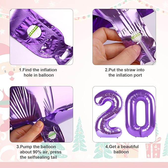 Number 2026 Balloons, 40 Inch Purple Number Balloons, New Years Decorations, 2026 Balloon for Graduation Happy New Year and 2 6 20 26 Birthday Parties