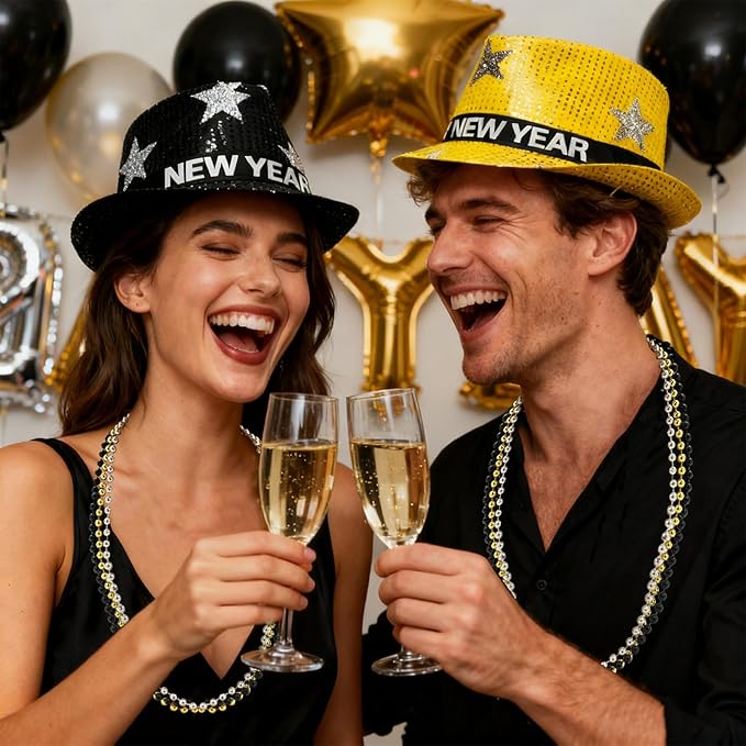 New Years Eve Party Supplies 2026, New Years Decorations Party Favors IncludingHeadbands Hats Glasses Tassel Beaded Necklaces Noise Makers for Adults Hello 2026 Party Favors