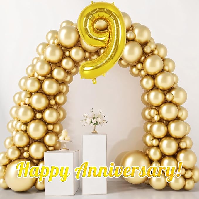 Gold Number 9 Balloon 40 Inch, Big Large Foil Helium Number Balloons, Jumbo Giant Mylar Number 9 Balloons for 9 Year Old Birthday Party Decorations Supplies Anniversary Celebration