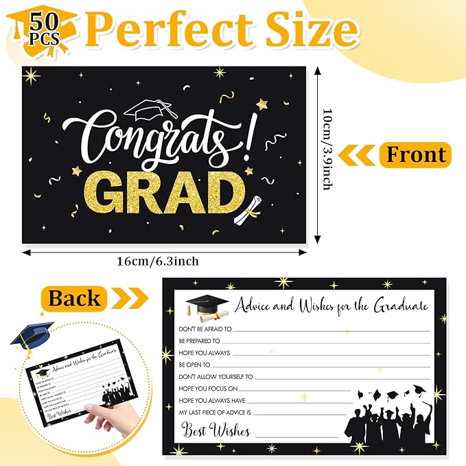 50Pack Graduation Advice Cards, Advice for the Graduate, Graduation Party Games Ideas Activities Supplies Graduate Decorations Favor Grad Celebration Party Supplies for High School/College/Senior School