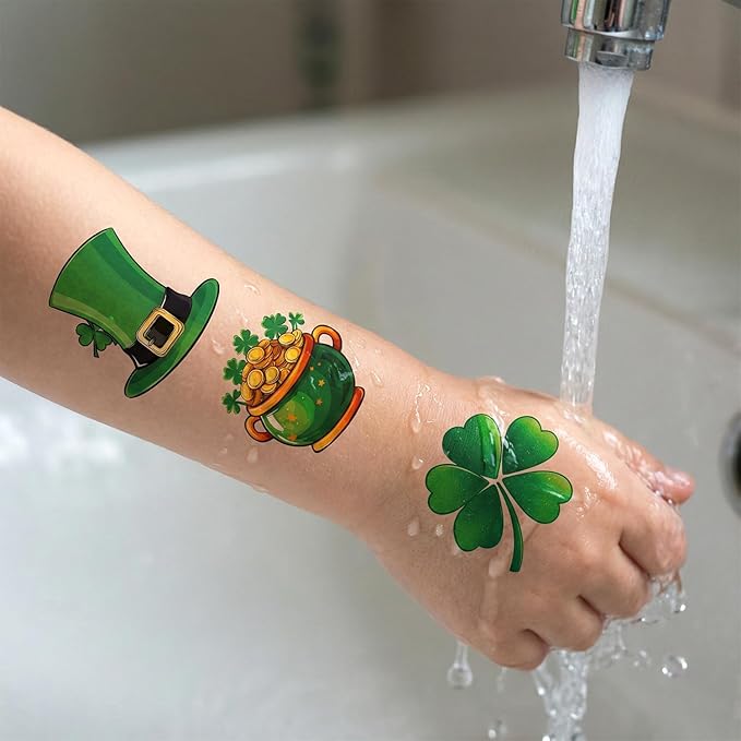 JCFIRE 95 PCS St Patricks Day Tattoos for Kids, Shamrock Stickers Temporary Tattoos for Children, Saint Patricks Day Accessories Party Favors, Lucky Irish Decor Gifts, St Paddy Decorations Supplies