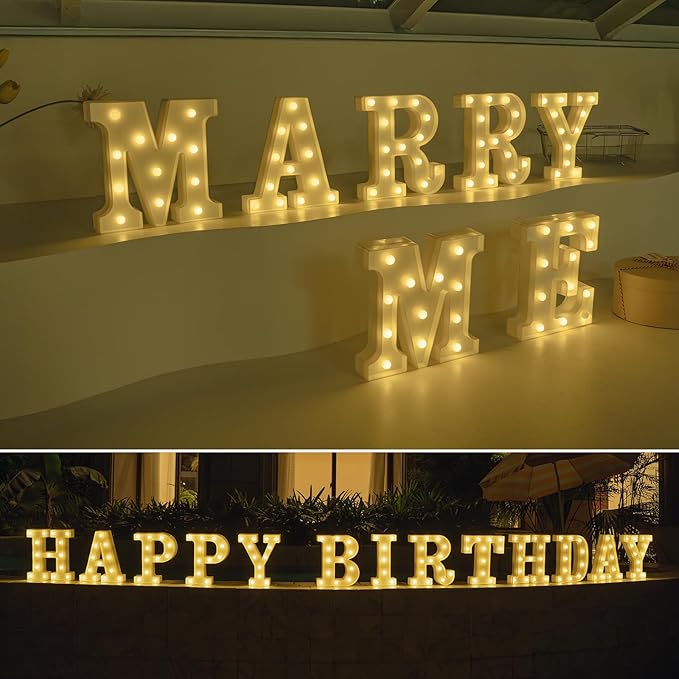 Foaky Rechargeable LED Letter Lights Sign Marquee Light Up Letters Sign for Night Light Wedding/Birthday Party Christmas Lamp Home Bar Decoration (Y)