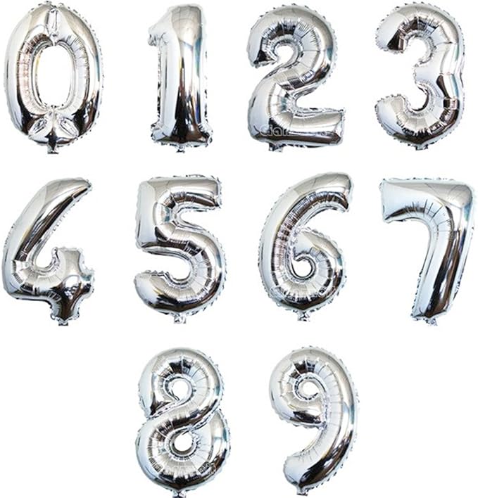 Glanzzeit 16 Inch Silver Foil Balloons Letters A to Z Numbers 0 to 9 for Prom Wedding Birthday Party Decor (Number 8)