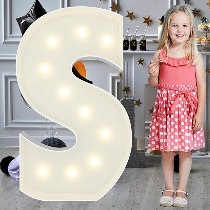 3FT Marquee Light Up Letters S, Big Marquee Letter for Baby Shower Birthday Engagement Wedding Marry Me Party Decor