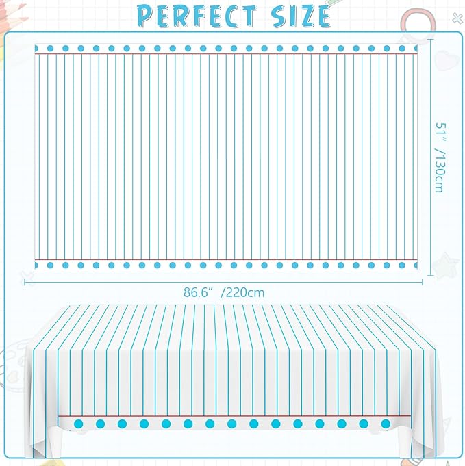 6PCS Notebook Theme Tablecloth Preschool Kindergarten Party Tablecover First Day to School 51x86 Inch Large Disposable Rectangle Notebook Tablecloth Cover for Back to School Educational Decorations