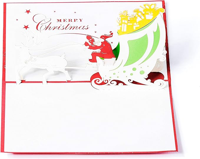 Christmas Pop Up Cards. This Set of 3D Greeting Cards are a Perfect Way to Say Thank You (5 Pack Christmas- Assorted)