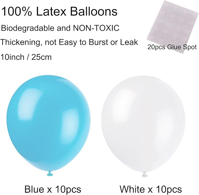 ZERODECO Birthday Decoration Set - Happy Birthday Banner with Fans, Pom Poms, Swirls and Balloons - Blue, Sky Blue and White
