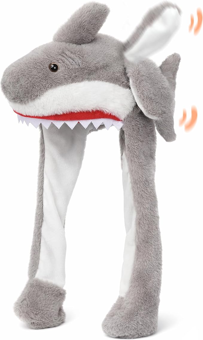 Animal Hat with Ears Moving Jumping Pop Up Beating Hat Plush Holiday Cosplay Dress Up Funny Gift for Kids