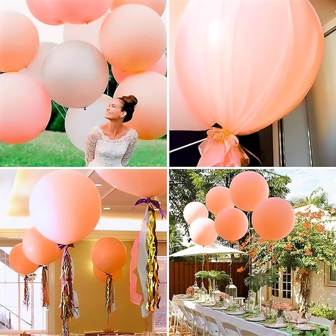 PartyWoo Pastel Orange Balloons 4 pcs 36 Inch Extra Large Big Jumbo Giant Baby Pale Light Peach Orange Pink Latex Helium Balloons for Baby Shower Gender Reveal Birthday Party Decorations Orange-Q02