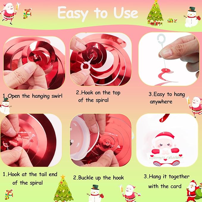 Christmas Decorations, Merry Christmas Decor Banner Hanging Swirls Candy Cane Balloons Tinsel Backdrop Glasses Frames for Indoor Outdoor Decorations
