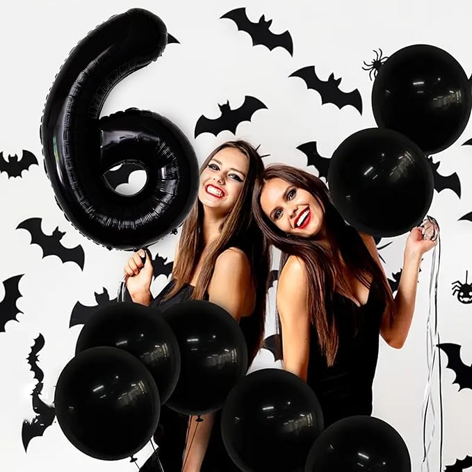 Number Balloons Black Party Balloon - Giant Number 6 Balloon, 40 Inch Large Balloon for Birthday Decorations, Black Party Supplies for Men Women