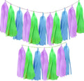 Blue Green & Purple Paper Tassel Garland Banner - Vibrant Tri-Color Handmade Paper Tassels for Party Decorations, Wedding Backdrop, DIY Crafts (30-Pack)