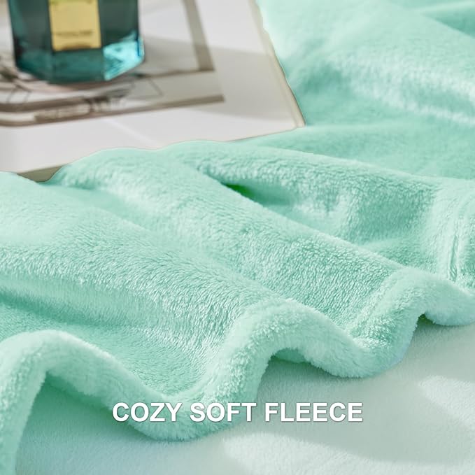Hansleep Fleece Lake Green Full Blanket, Super Soft Flannel Fuzzy Plush Cozy Blanket for All Seasons, Lake Green, Full 84x90 Inches