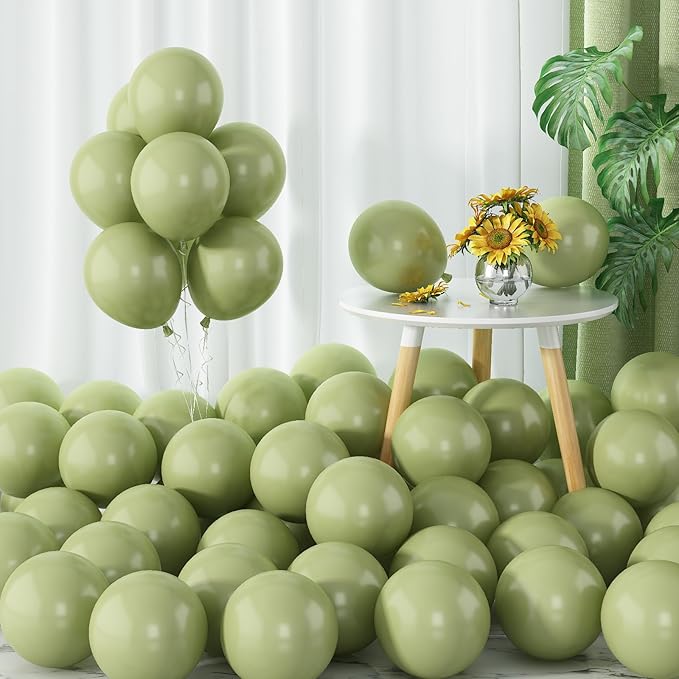 Avocado Green Balloons 60pcs 5inch Olive Green Balloon for Balloon Garland Arch 5'' Round Mini Sage Green Latex Balloon for Kids Birthday Party Decoration DIY Jungle Safari Graduation Christmas